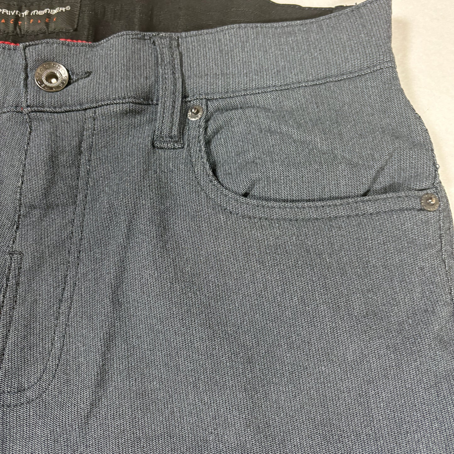 Private Member Actiflex Men’s Gray Stretch Jeans Size 34 Slim Fit Casual Pants