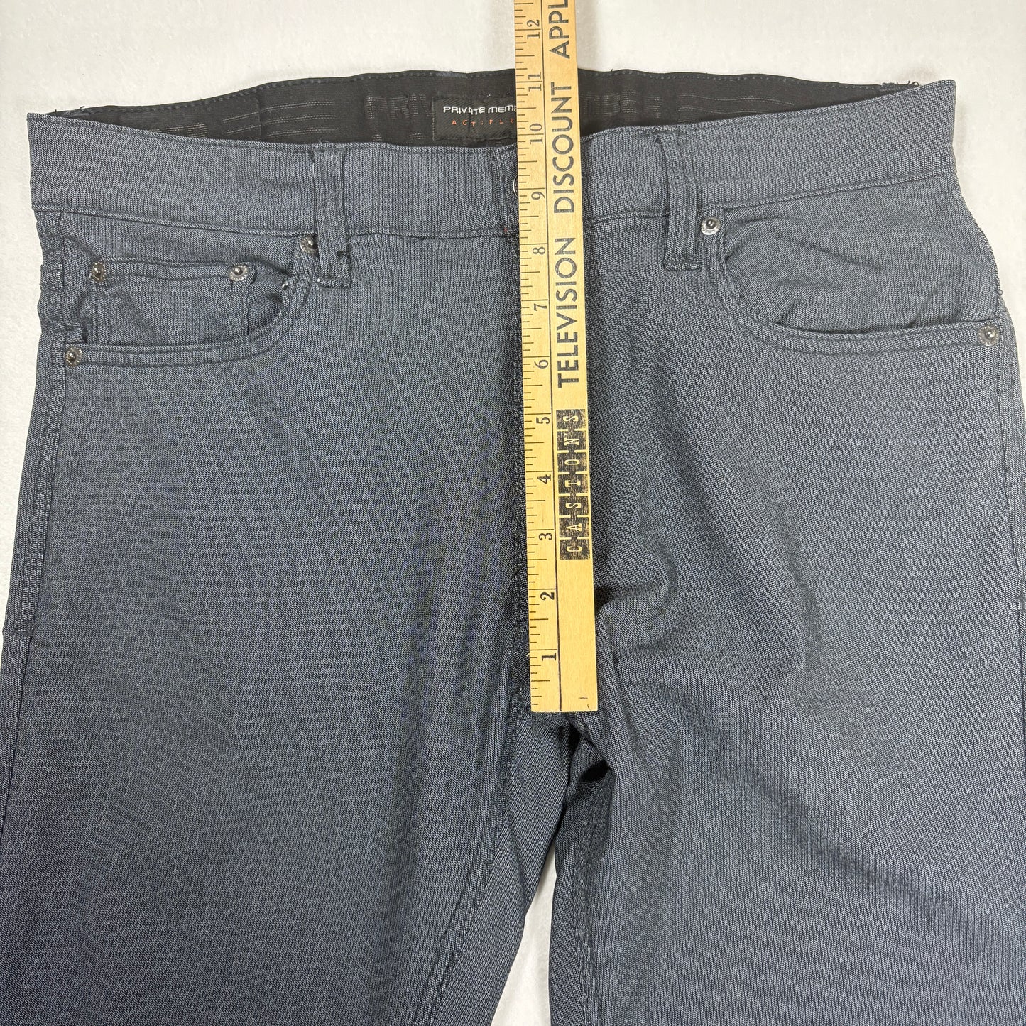 Private Member Actiflex Men’s Gray Stretch Jeans Size 34 Slim Fit Casual Pants