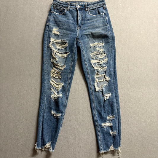 American Eagle Distressed Skinny Jeans Women Size 2 Fits Like 26X27 Y2K Stretch
