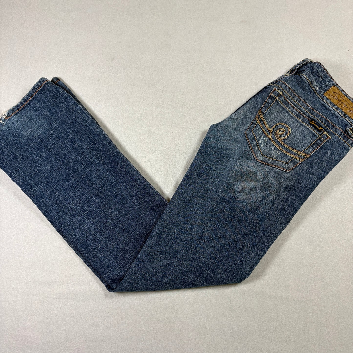 Seven7 Womens Jeans Size 28 Blue Distressed Bootcut Y2K 90s Grunge Denim