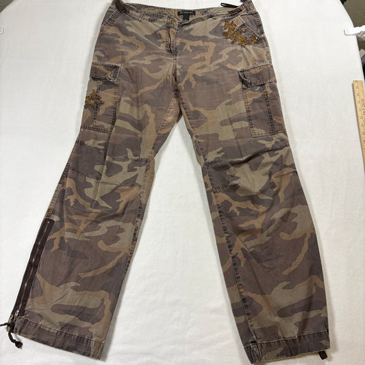 INC International Concepts Cargo Pants Womens 14 Camo Y2K Streetwear Utility Fit!!
