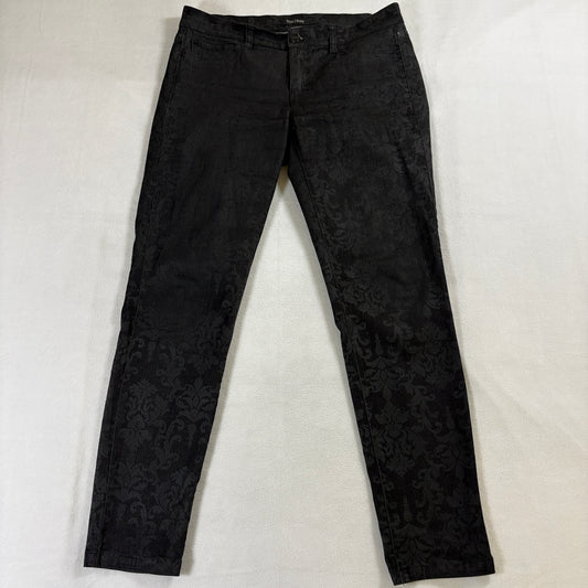 Floral Jacquard Skinny Pant Black WHBM Womens M Fits Like 34X30 Stretch Mid Rise
