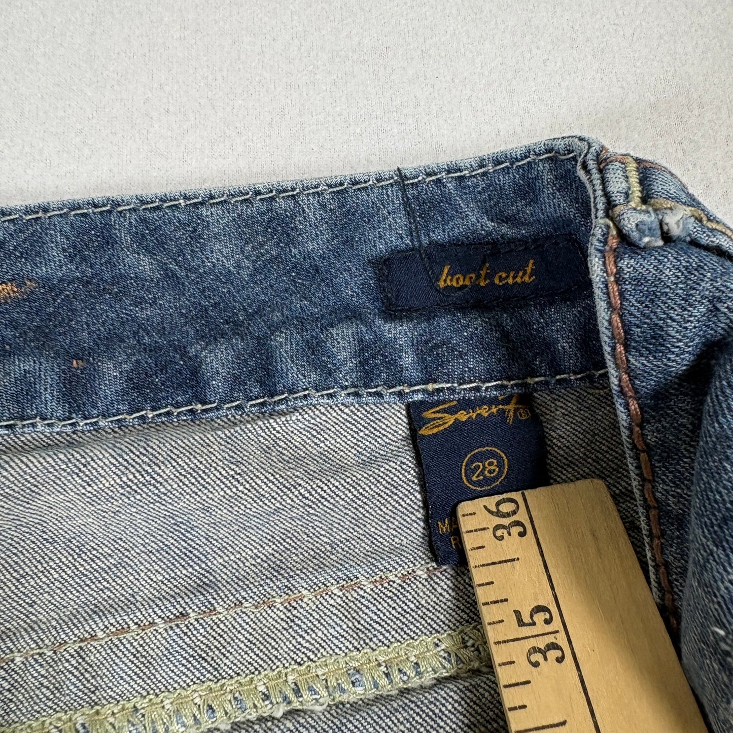 Seven7 Womens Jeans Size 28 Blue Distressed Bootcut Y2K 90s Grunge Denim