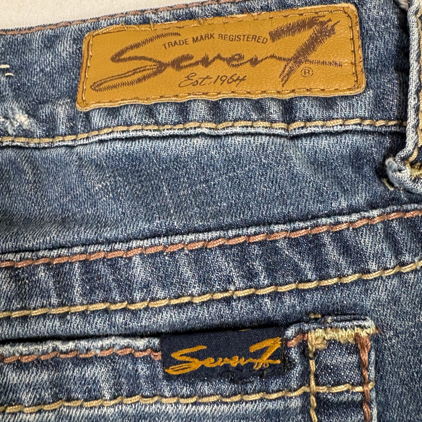 Seven7 Womens Jeans Size 28 Blue Distressed Bootcut Y2K 90s Grunge Denim