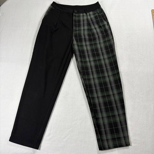 Disturbia Plaid Pants Womens US 6 Black Green Gothic Y2K Straight Leg Fit Street