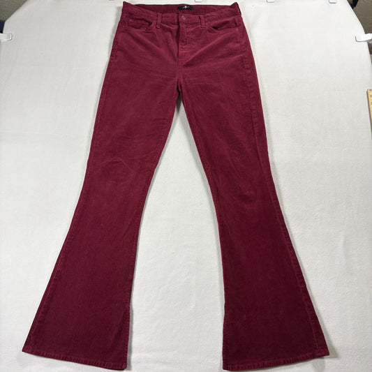 7 For All Mankind Corduroy Pants Womens 29 Burgundy Flare Y2K VintageRetro