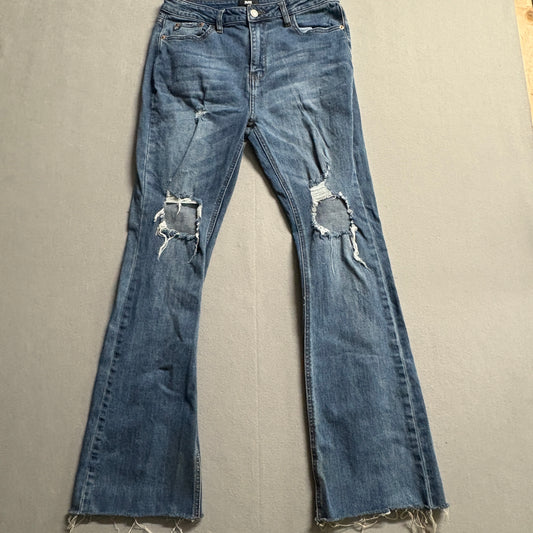 Y2K L&M Black Label Flare Jeans Women 9 Fits Like 30X30 Distressed Stretch