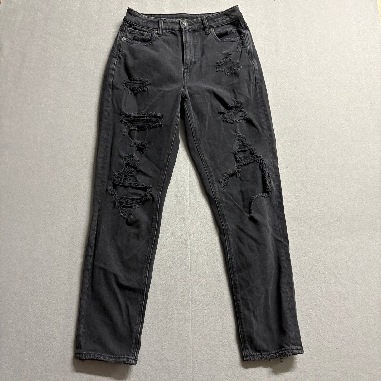 Y2K Distressed Skinny Jeans Womens Tag 2 Fits Like 27X27 Black Stretch Grunge