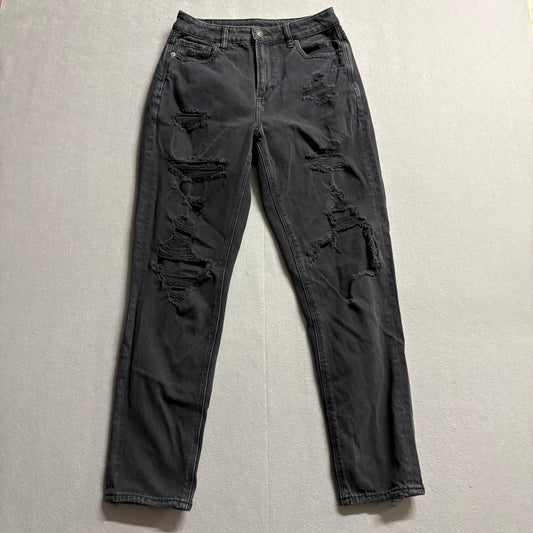 Y2K Distressed Skinny Jeans Womens Tag 2 Fits Like 27X27 Black Stretch Grunge
