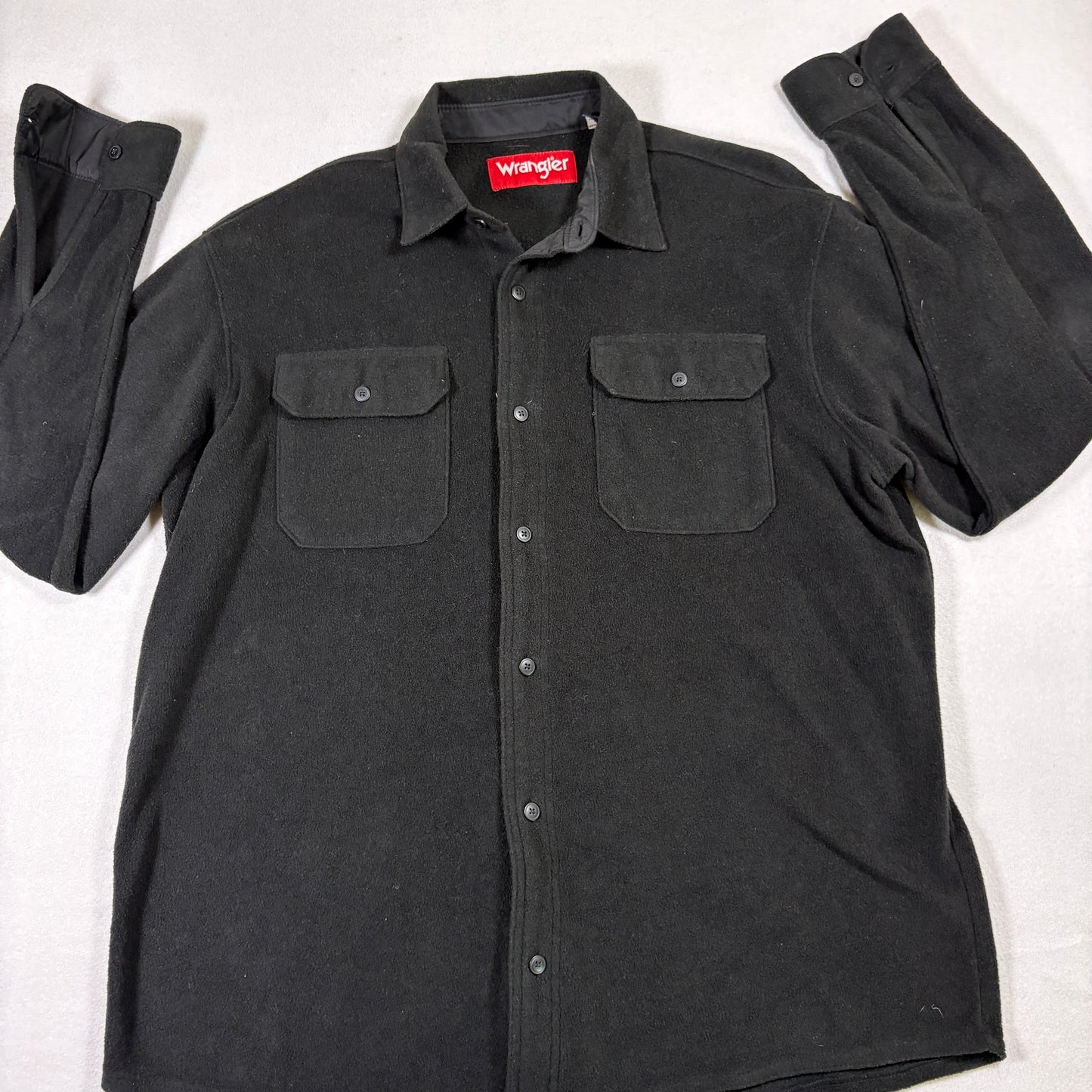 Wrangler mens black button up shirt L long sleeve western grunge Y2K workwear