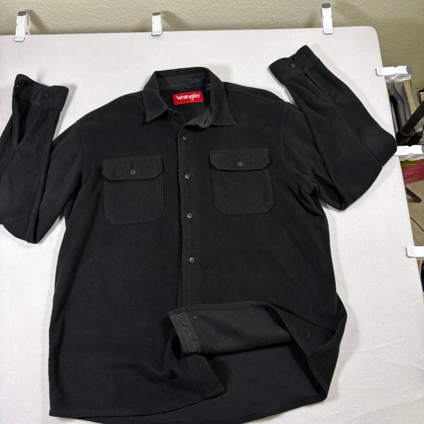 Wrangler mens black button up shirt L long sleeve western grunge Y2K workwear