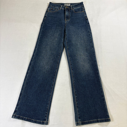 Wide Leg Jeans High Rise Lucky & Mia Tag 25 Fits Like 26 X 31 Blue Y2K Denim