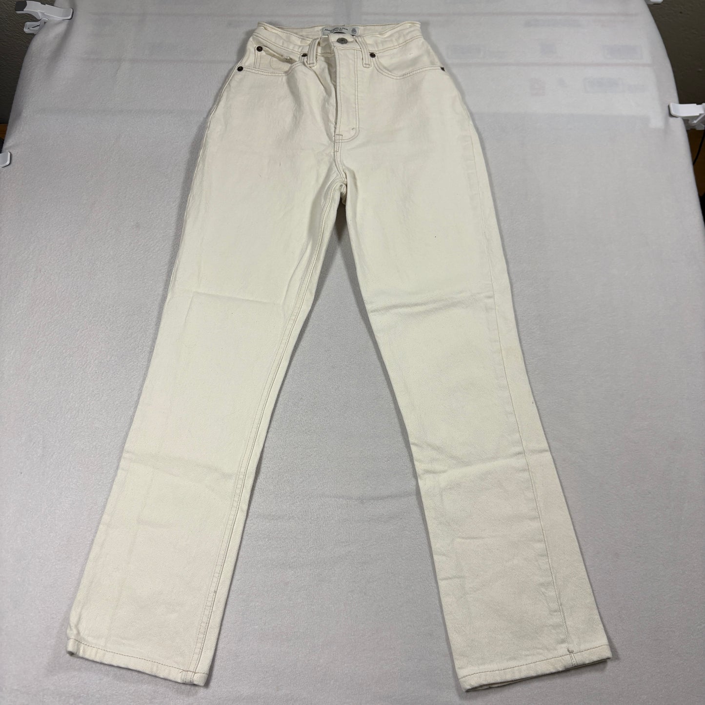 Abercrombie 90s Straight Jeans Womens 23 Ultra High Rise Curve Love White Denim