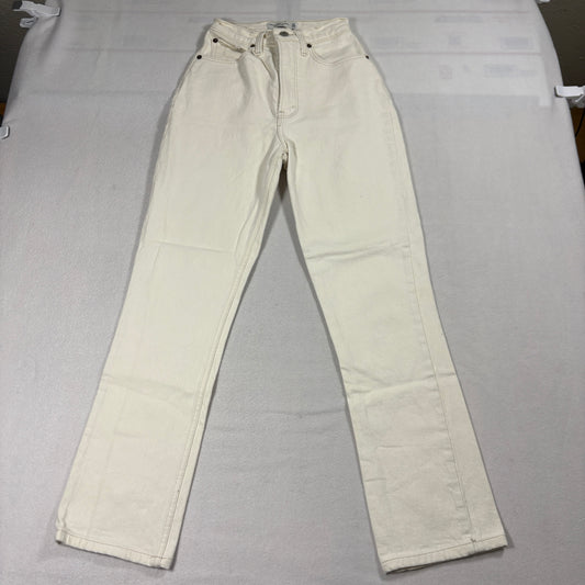 Abercrombie 90s Straight Jeans Womens 23 Ultra High Rise Curve Love White Denim