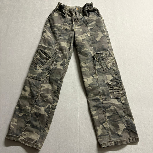 Y2K Camo Cargo Pants Womens Tag 1/25 Fits Like 26X27 Military Utility Stretch