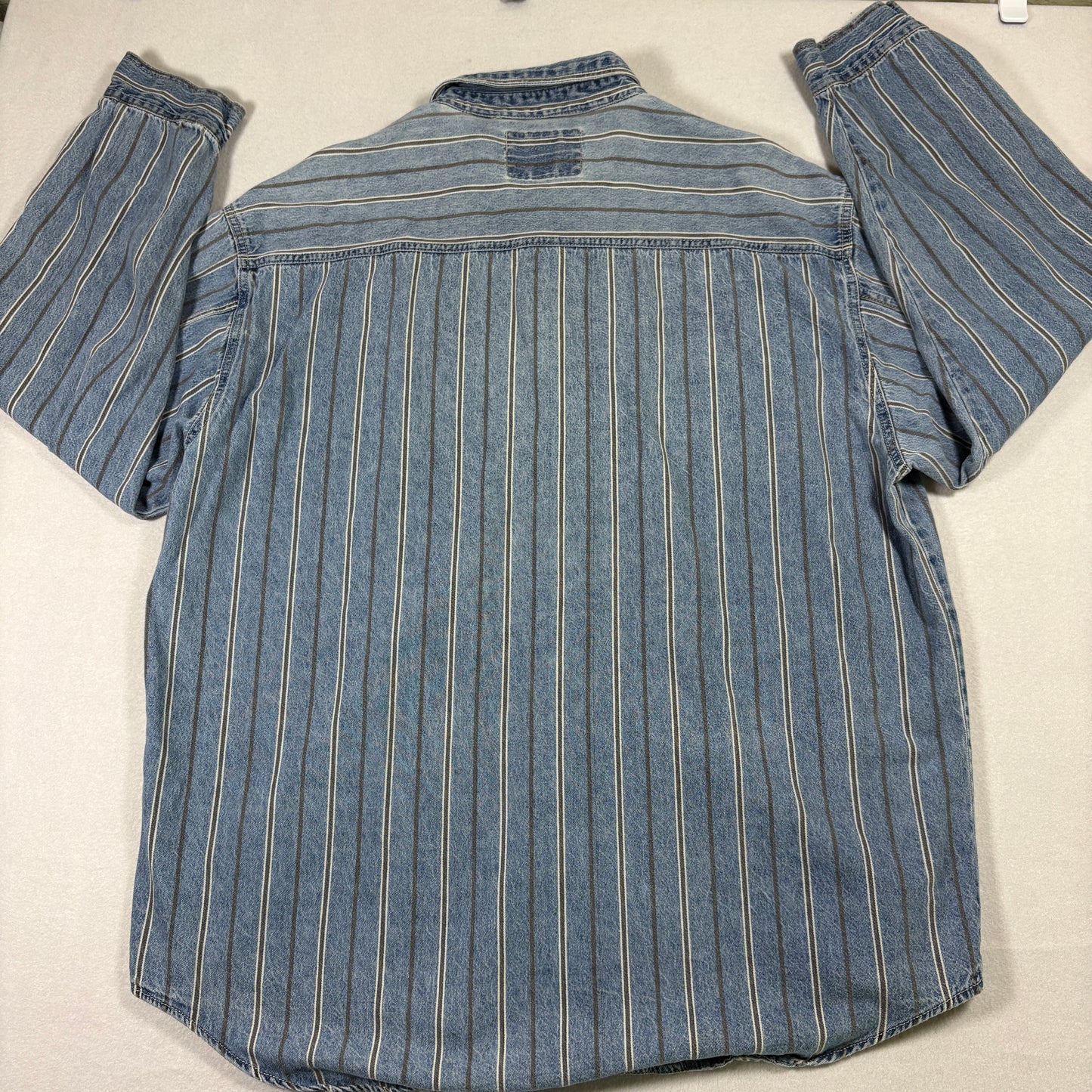 Levis mens XL denim shirt striped button up 90s Y2K grunge vintage workwear USA