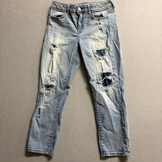 Y2K Distressed Skinny Jegging Jeans American Eagle Hi Rise Tag 10 Fits 28x23