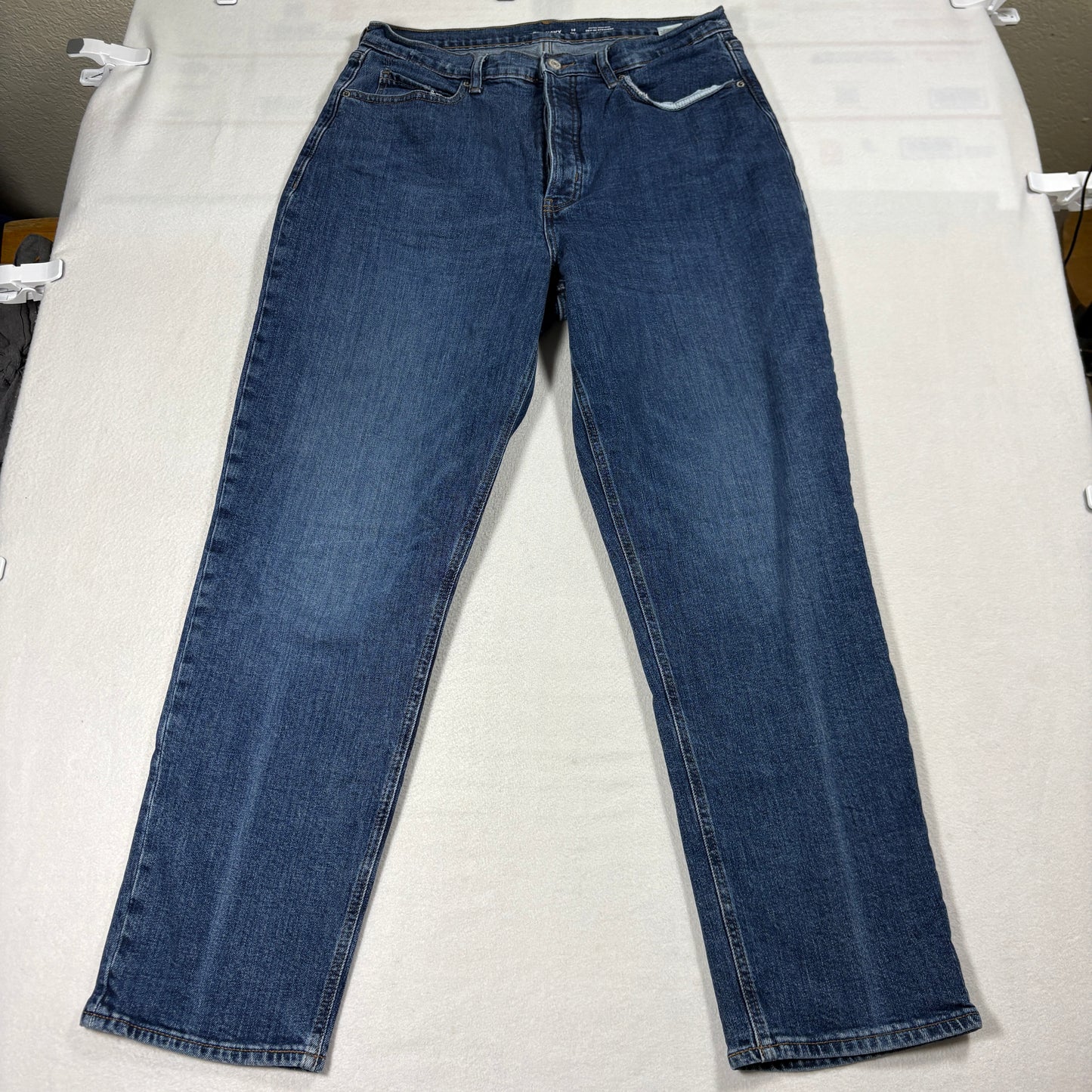 Old Navy Sky Hi Straight Jeans Womens 14 Tall Extra High Rise Blue Denim