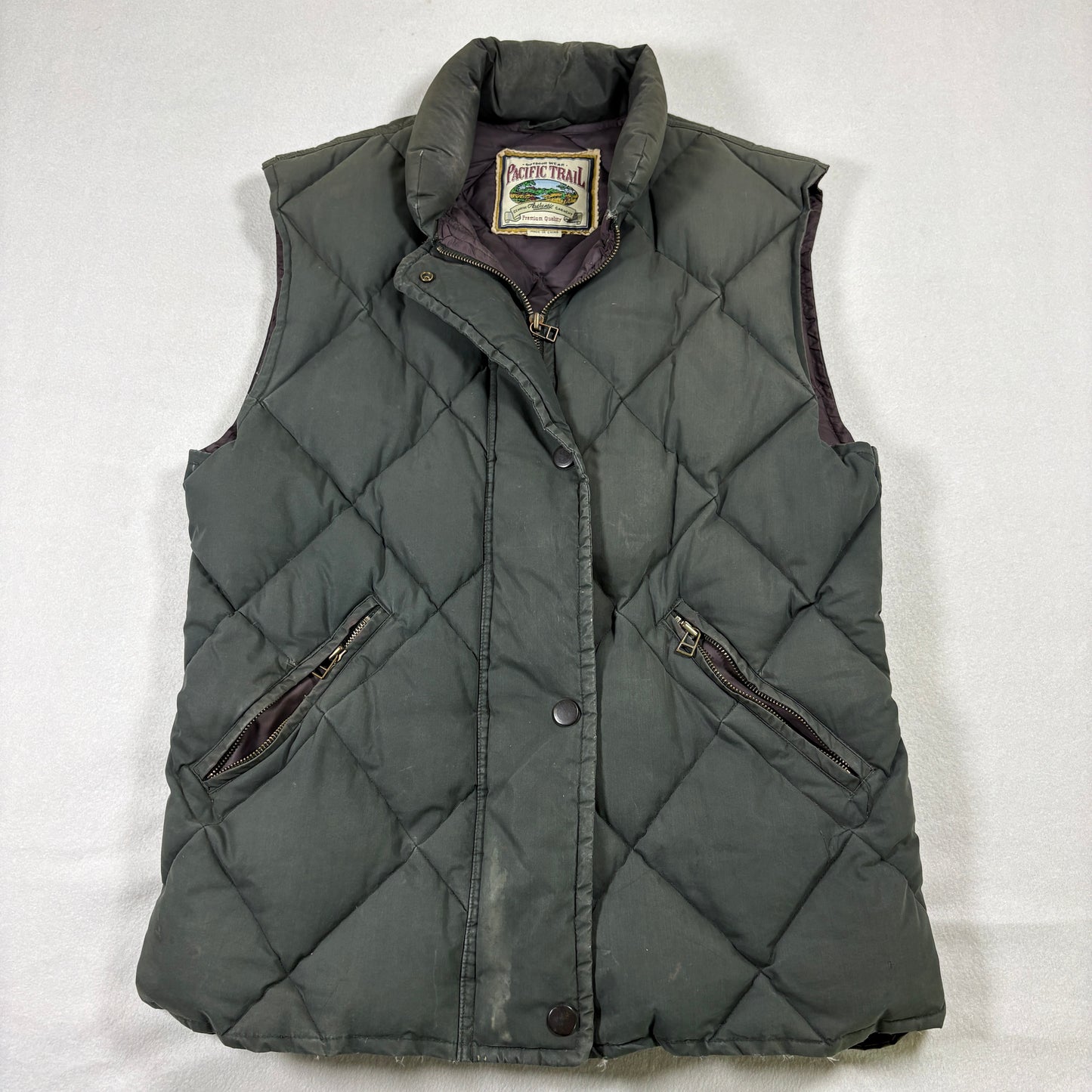 Pacific Trail mens S quilted puffer vest green vintage outdoor workwear 90s grunge