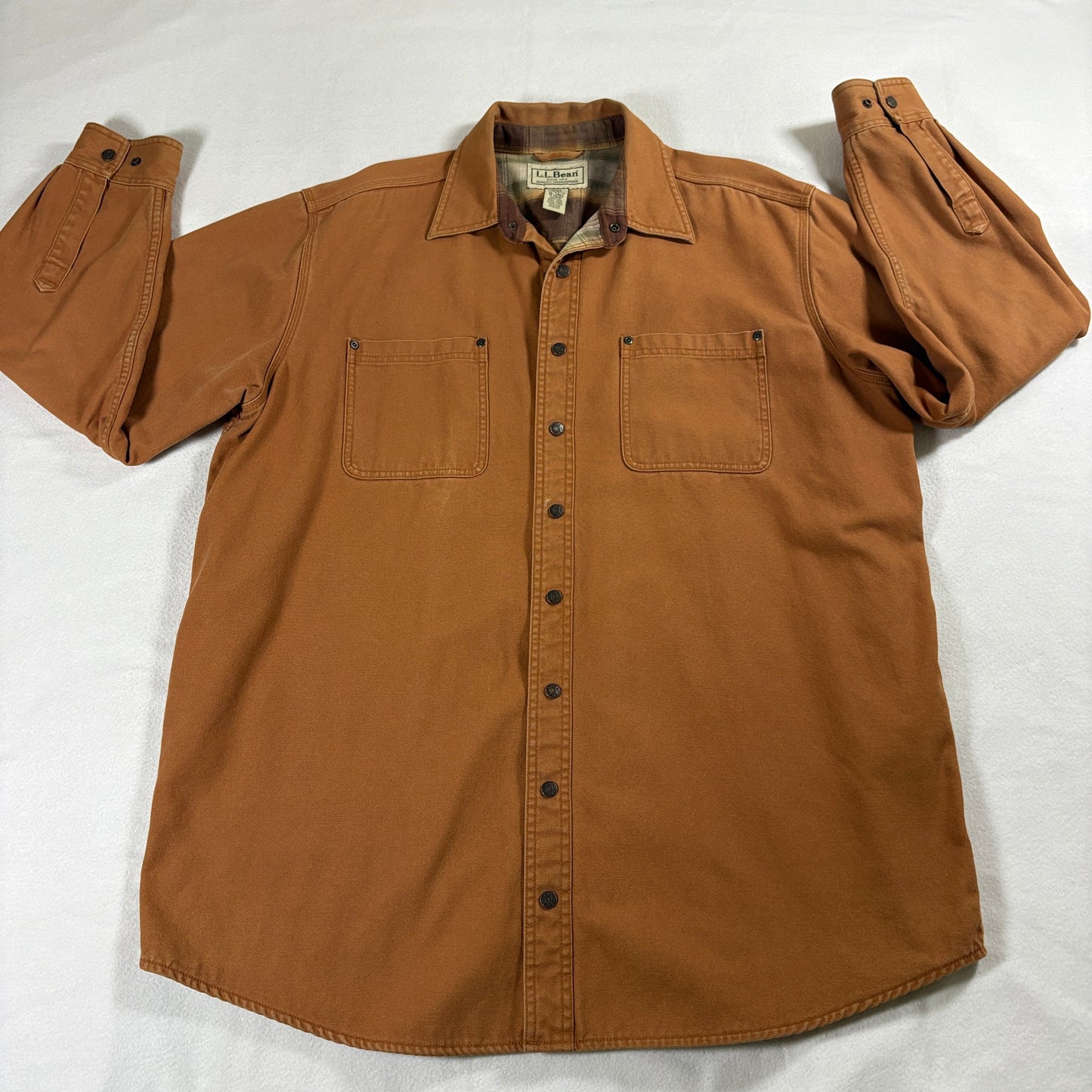 Workwear Chamois Shirt Jacket LL Bean XL Tall Fits Like X Brown Flannel Lined
