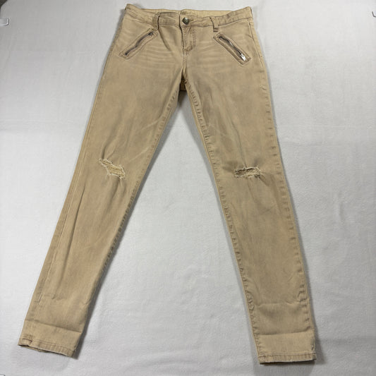 Kut From The Kloth Jeans Womens 8 Skinny Distressed Tan Stretch Denim Fit ZipperX