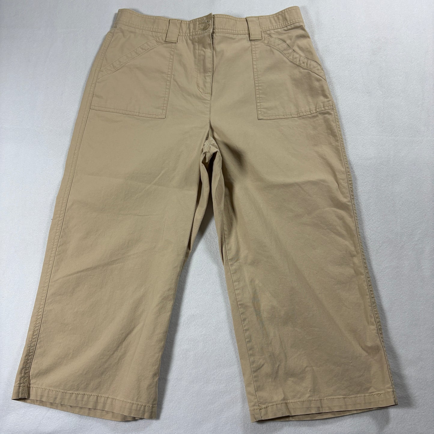 Classic Elements Pants Womens 10 Cropped Khaki Utility Stretch Casual Fit Wide X