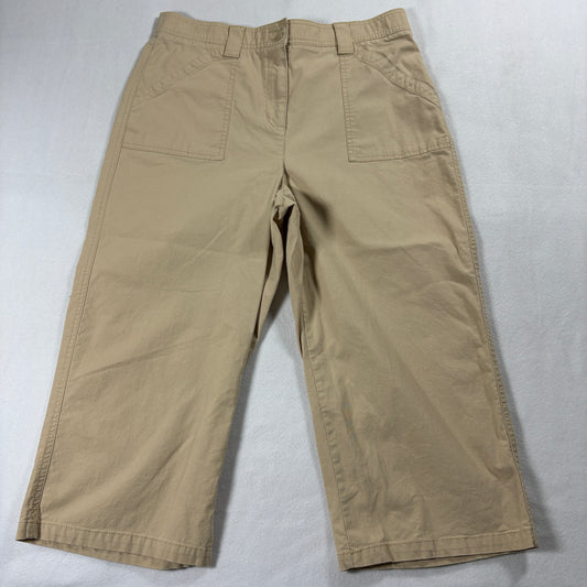 Classic Elements Pants Womens 10 Cropped Khaki Utility Stretch Casual Fit Wide X