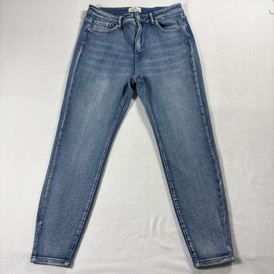 Haute Curve Jeans Womens 14 Straight Stretch Blue Denim Mid Rise Classic Fit XL