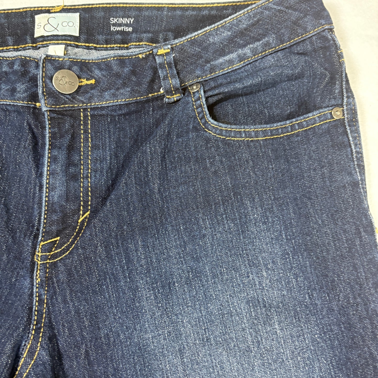 S & Co. Women’s Jeans Size 14 Dark Wash Skinny Low Rise Stretch Denim Cuffed Hem