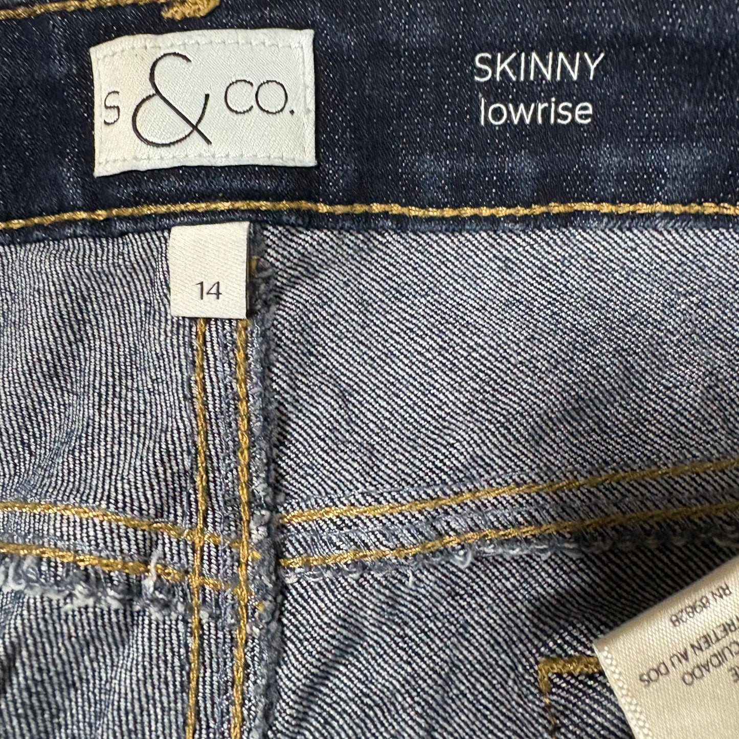 S & Co. Women’s Jeans Size 14 Dark Wash Skinny Low Rise Stretch Denim Cuffed Hem