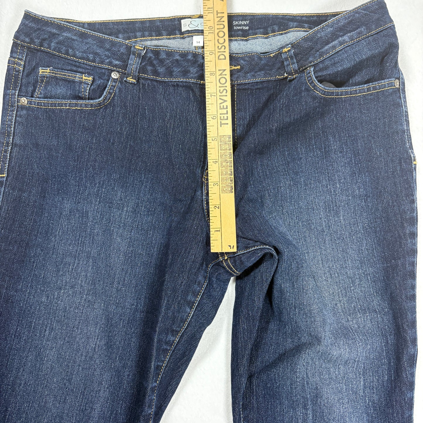 S & Co. Women’s Jeans Size 14 Dark Wash Skinny Low Rise Stretch Denim Cuffed Hem