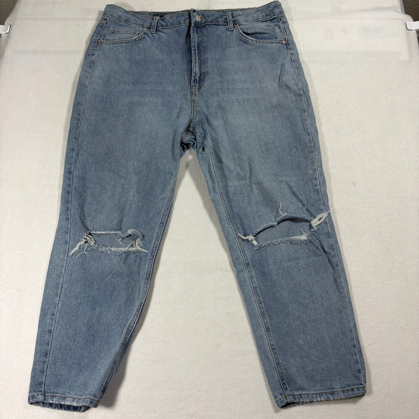 High Rise Mom Jeans Womens 18 Light Wash Distressed Ripped Vintage Y2K