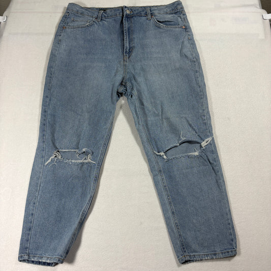 High Rise Mom Jeans Womens 18 Light Wash Distressed Ripped Vintage Y2K