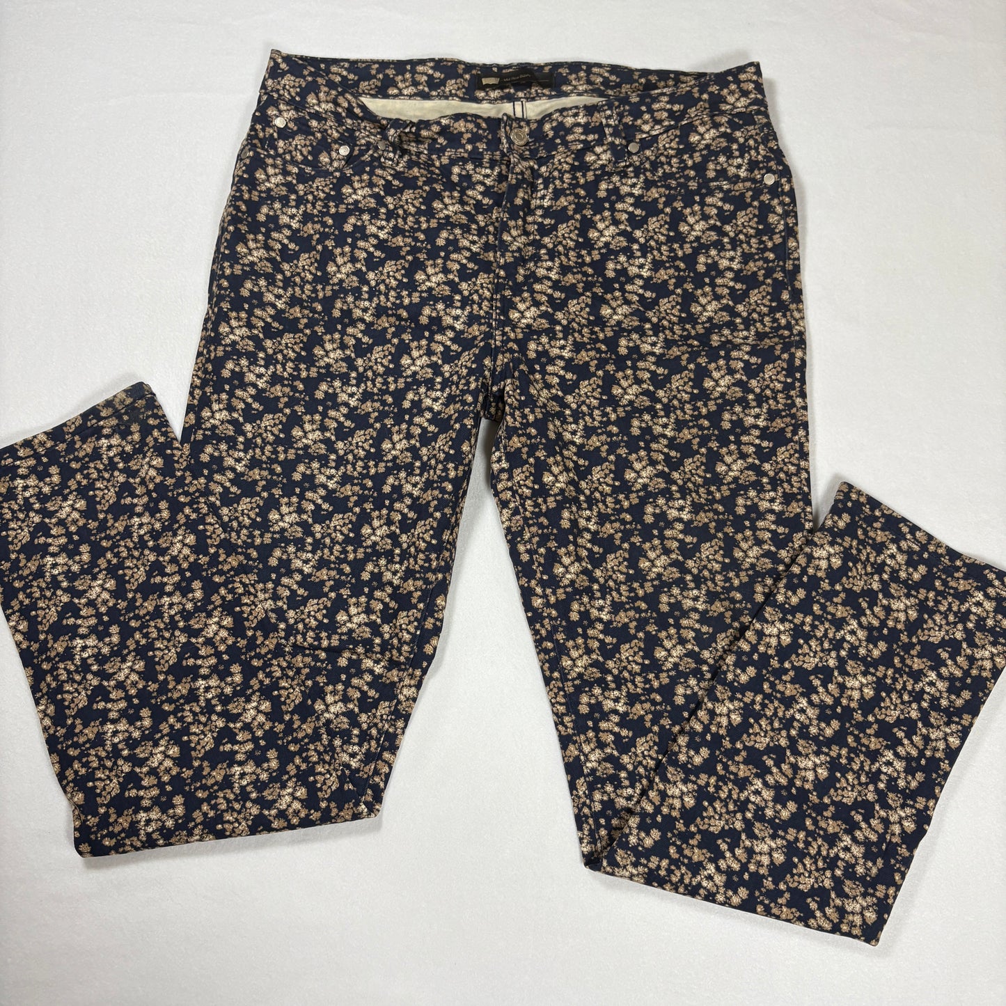 Levi’s Women’s 14M W32 L32 Mid Rise Skinny Jeans Blue Floral Print Stretch Denim