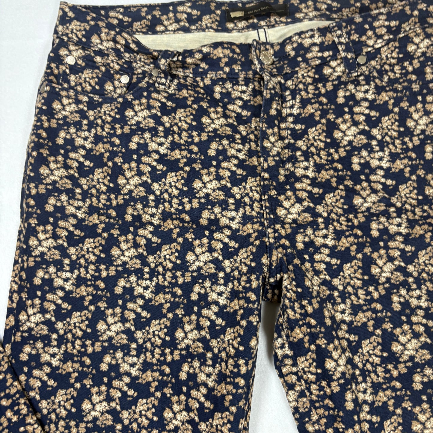 Levi’s Women’s 14M W32 L32 Mid Rise Skinny Jeans Blue Floral Print Stretch Denim