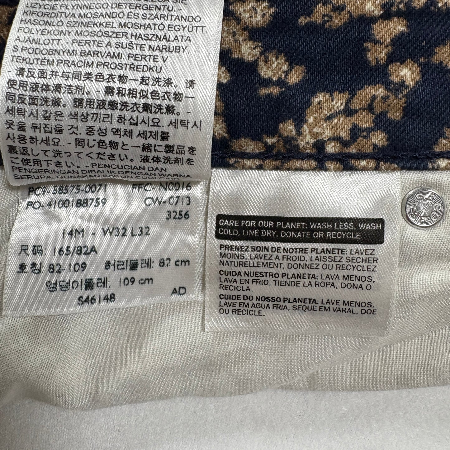 Levi’s Women’s 14M W32 L32 Mid Rise Skinny Jeans Blue Floral Print Stretch Denim