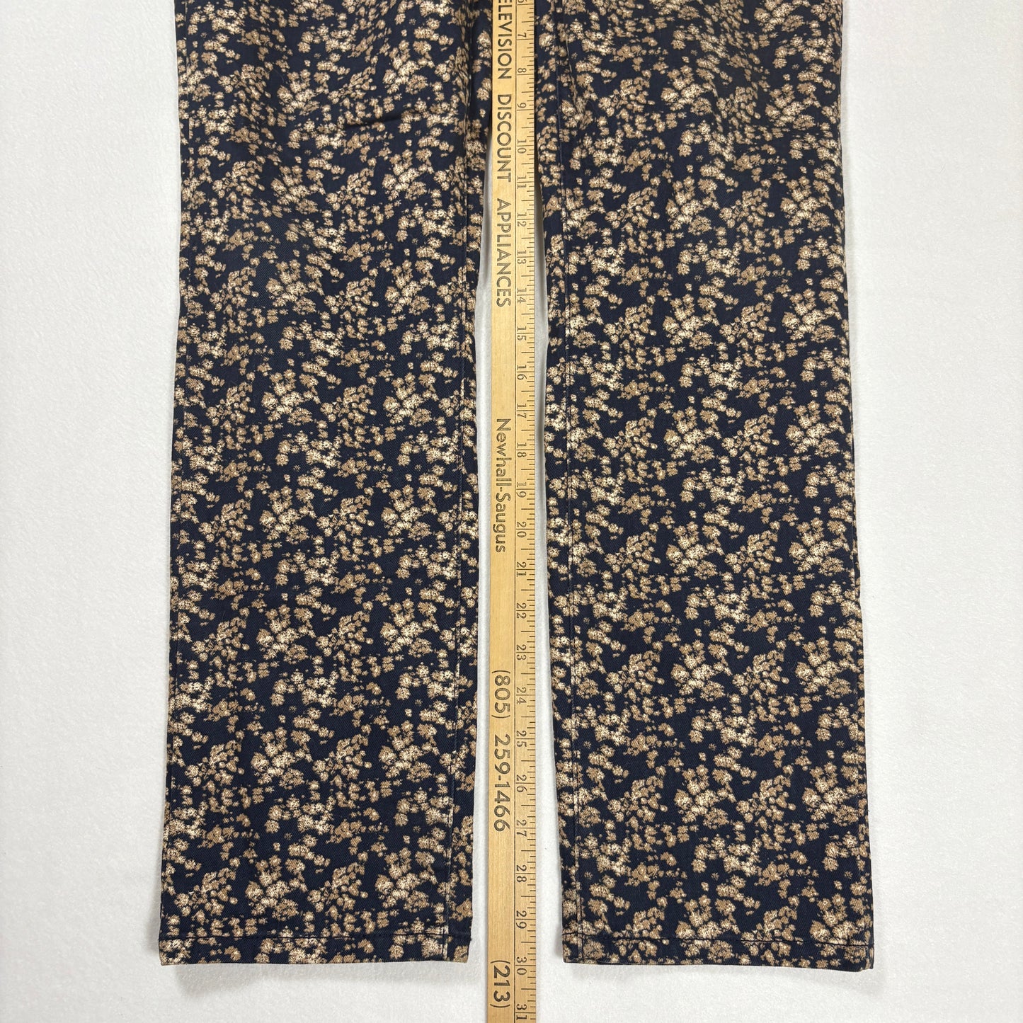 Levi’s Women’s 14M W32 L32 Mid Rise Skinny Jeans Blue Floral Print Stretch Denim