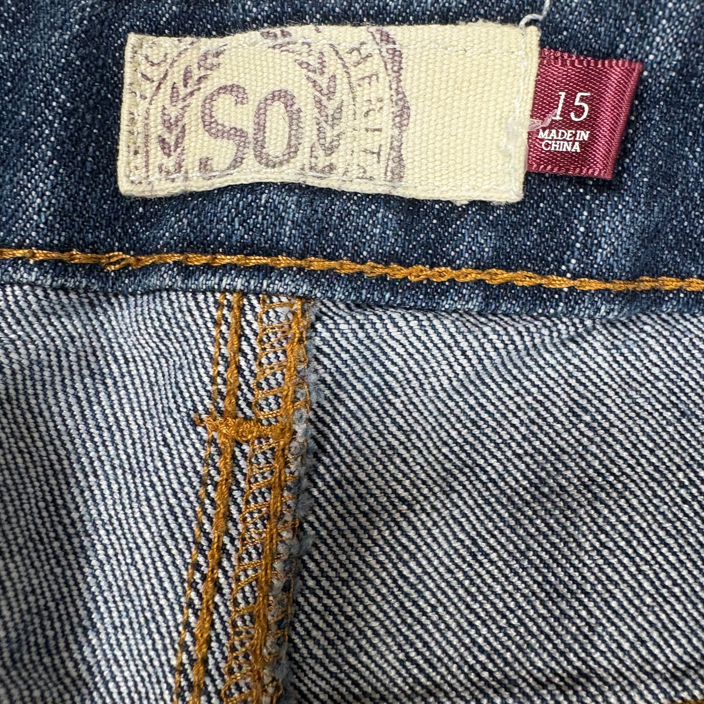 SO Women’s Jeans Size 15 Bootcut Mid-Rise Blue Denim Faded Wash Casual