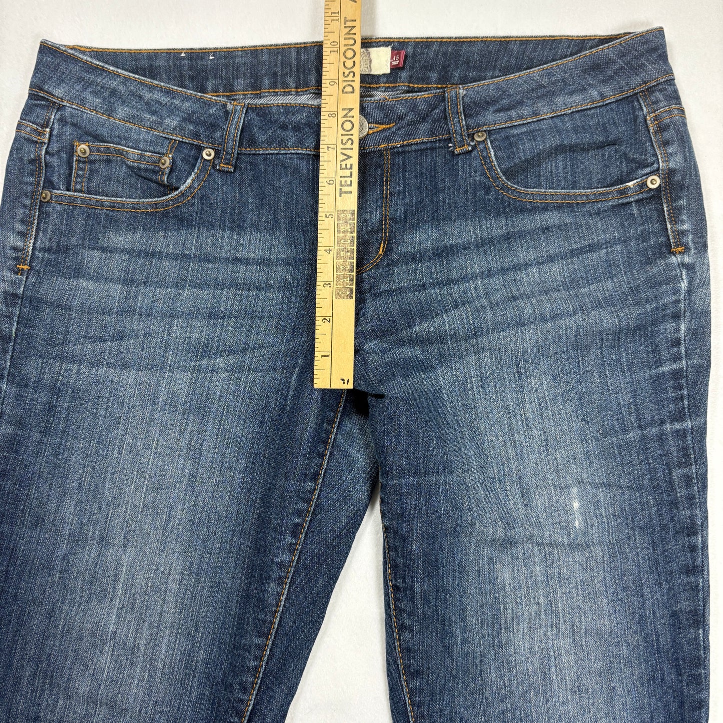 SO Women’s Jeans Size 15 Bootcut Mid-Rise Blue Denim Faded Wash Casual
