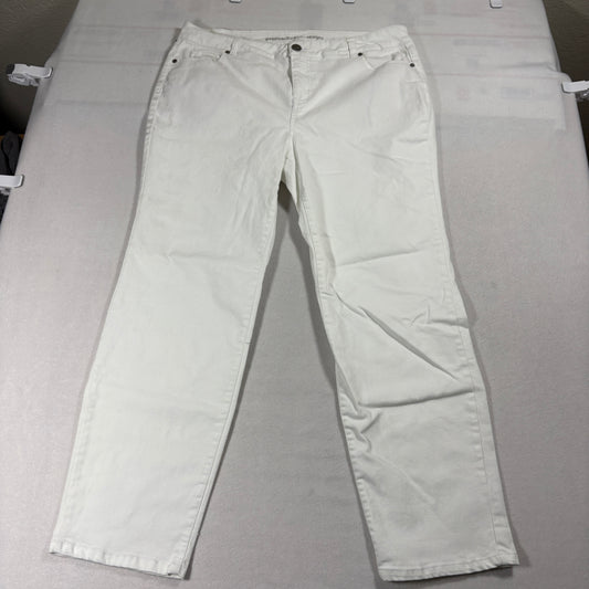 Avenue Denim Straight Jeans Womens 16 White Stretch Pants Plus Size Y2K Classic
