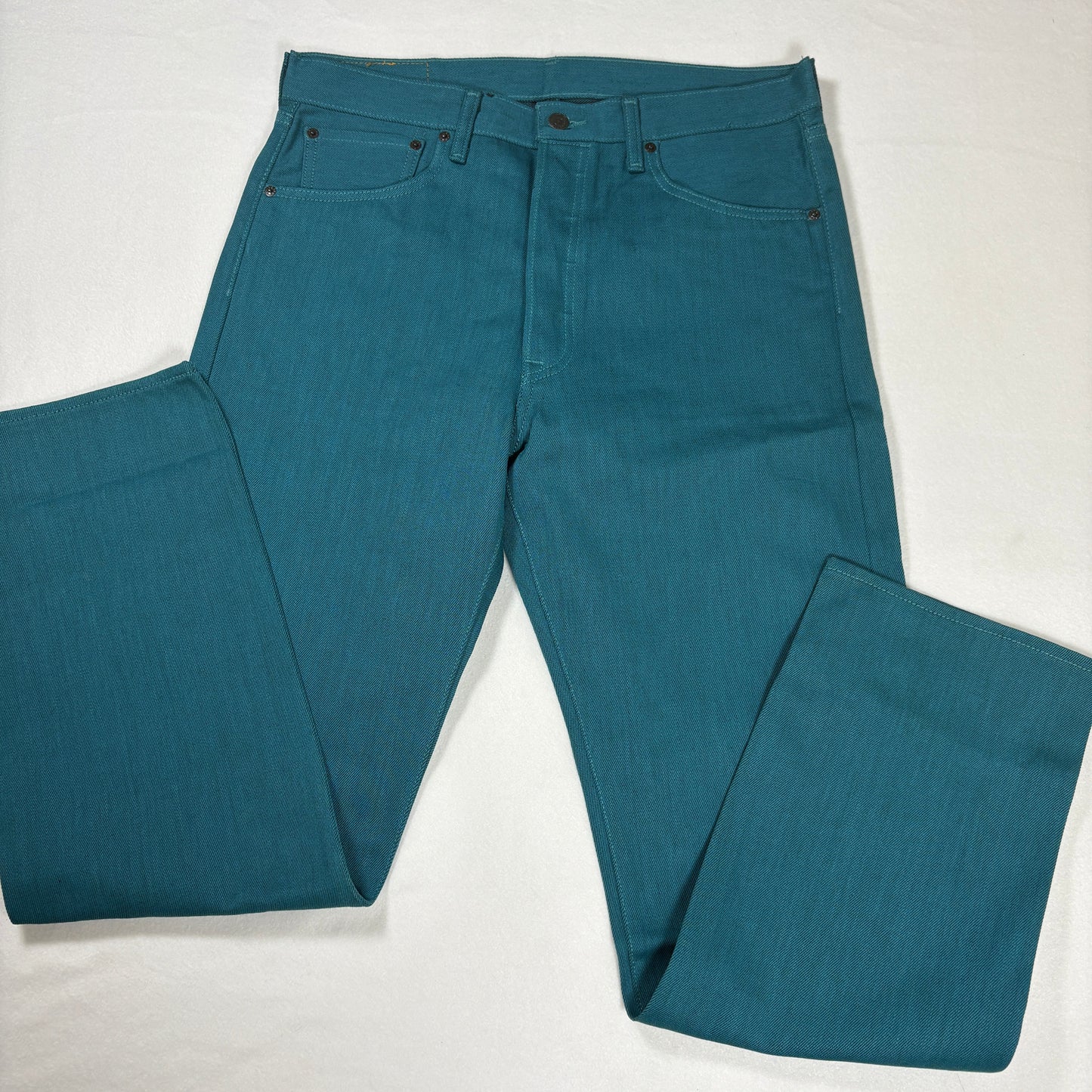 Levi’s 501 XX Men’s Jeans W34 L32 Teal Blue Straight Leg Button Fly Denim