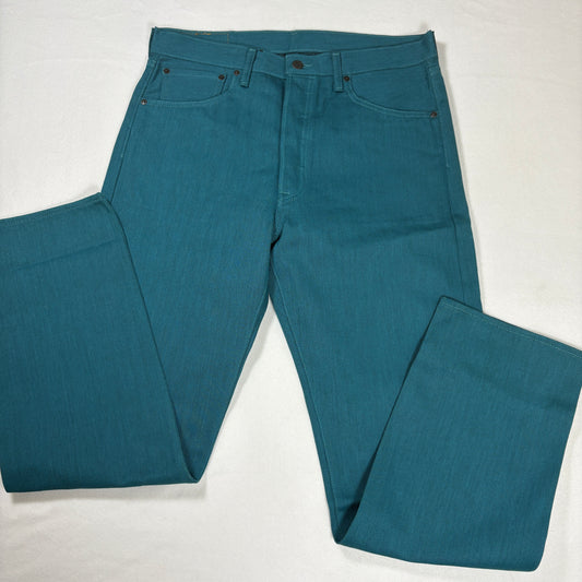 Levi’s 501 XX Men’s Jeans W34 L32 Teal Blue Straight Leg Button Fly Denim