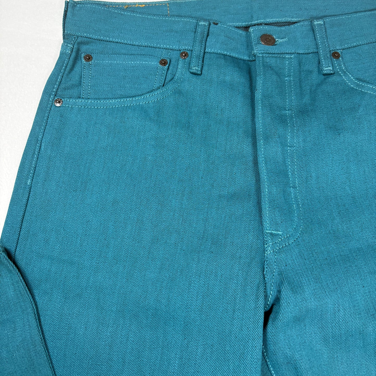 Levi’s 501 XX Men’s Jeans W34 L32 Teal Blue Straight Leg Button Fly Denim