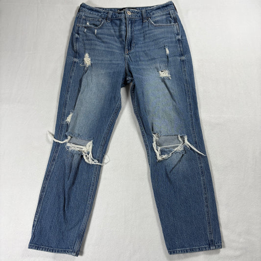 Hollister Mom Jeans Womens W29R Blue Ultra High Rise Distressed Stretch Y2K