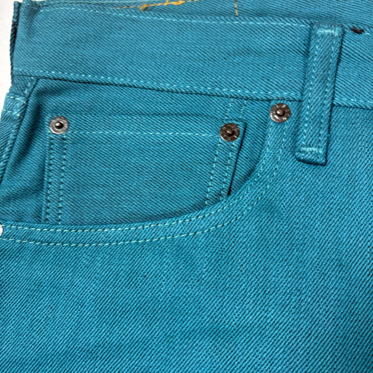 Levi’s 501 XX Men’s Jeans W34 L32 Teal Blue Straight Leg Button Fly Denim