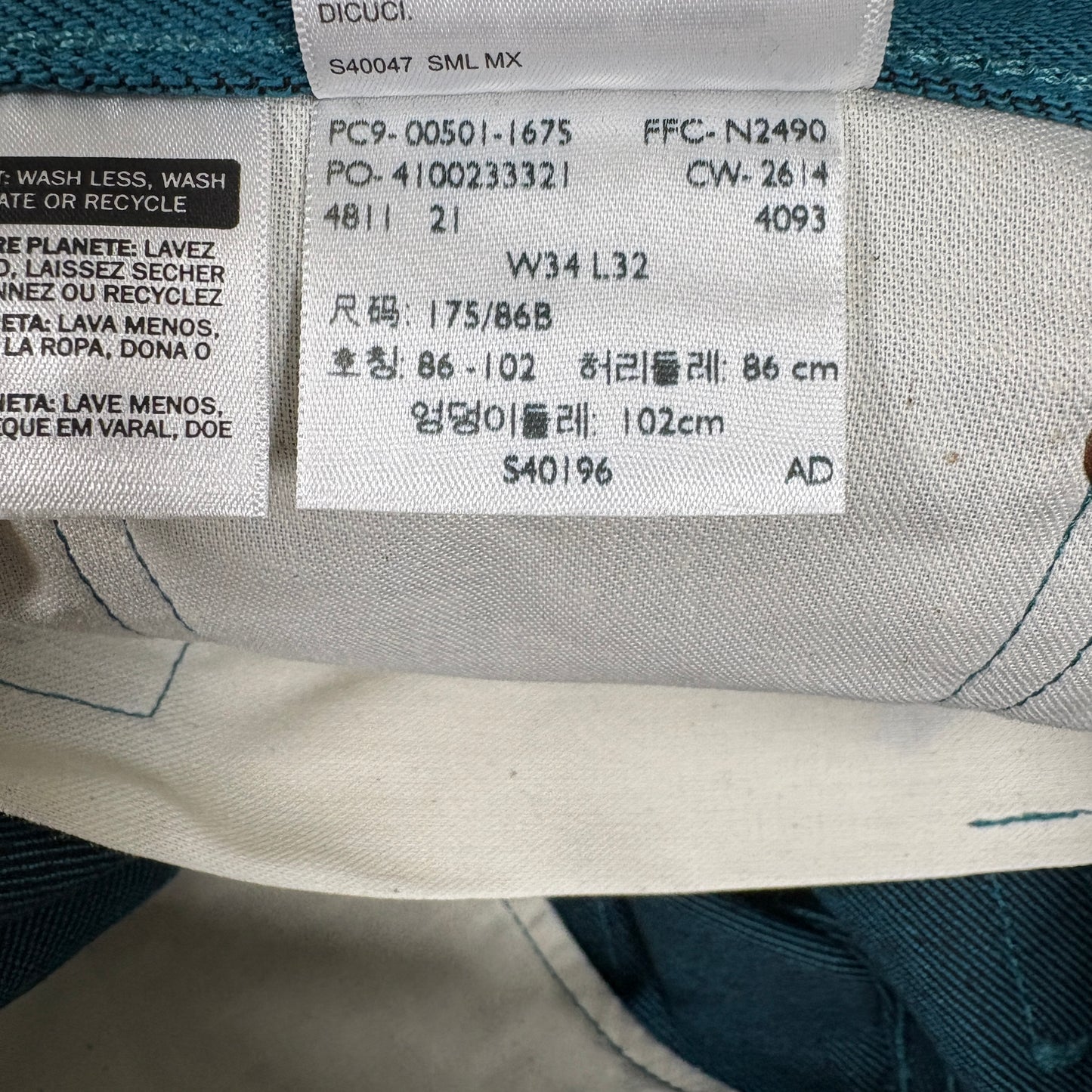 Levi’s 501 XX Men’s Jeans W34 L32 Teal Blue Straight Leg Button Fly Denim