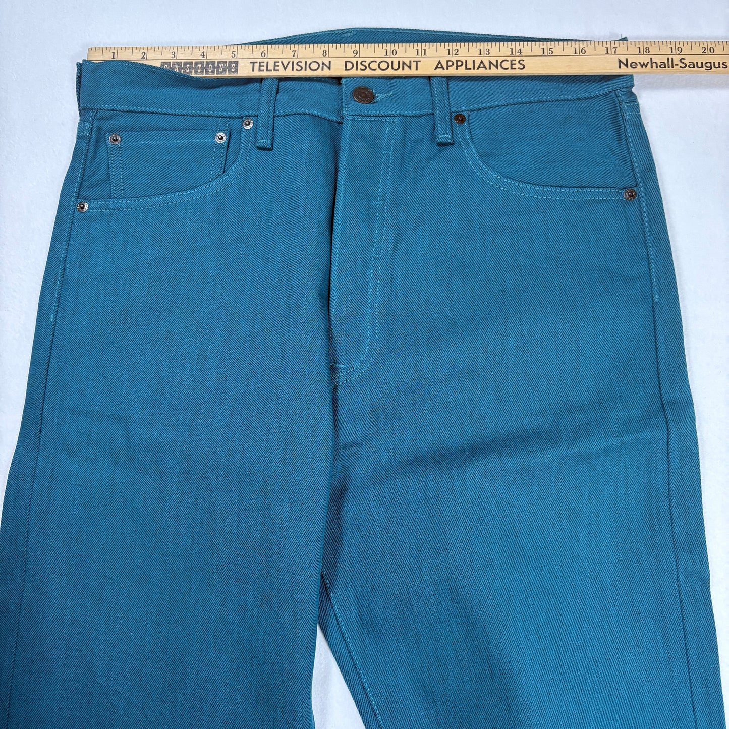 Levi’s 501 XX Men’s Jeans W34 L32 Teal Blue Straight Leg Button Fly Denim