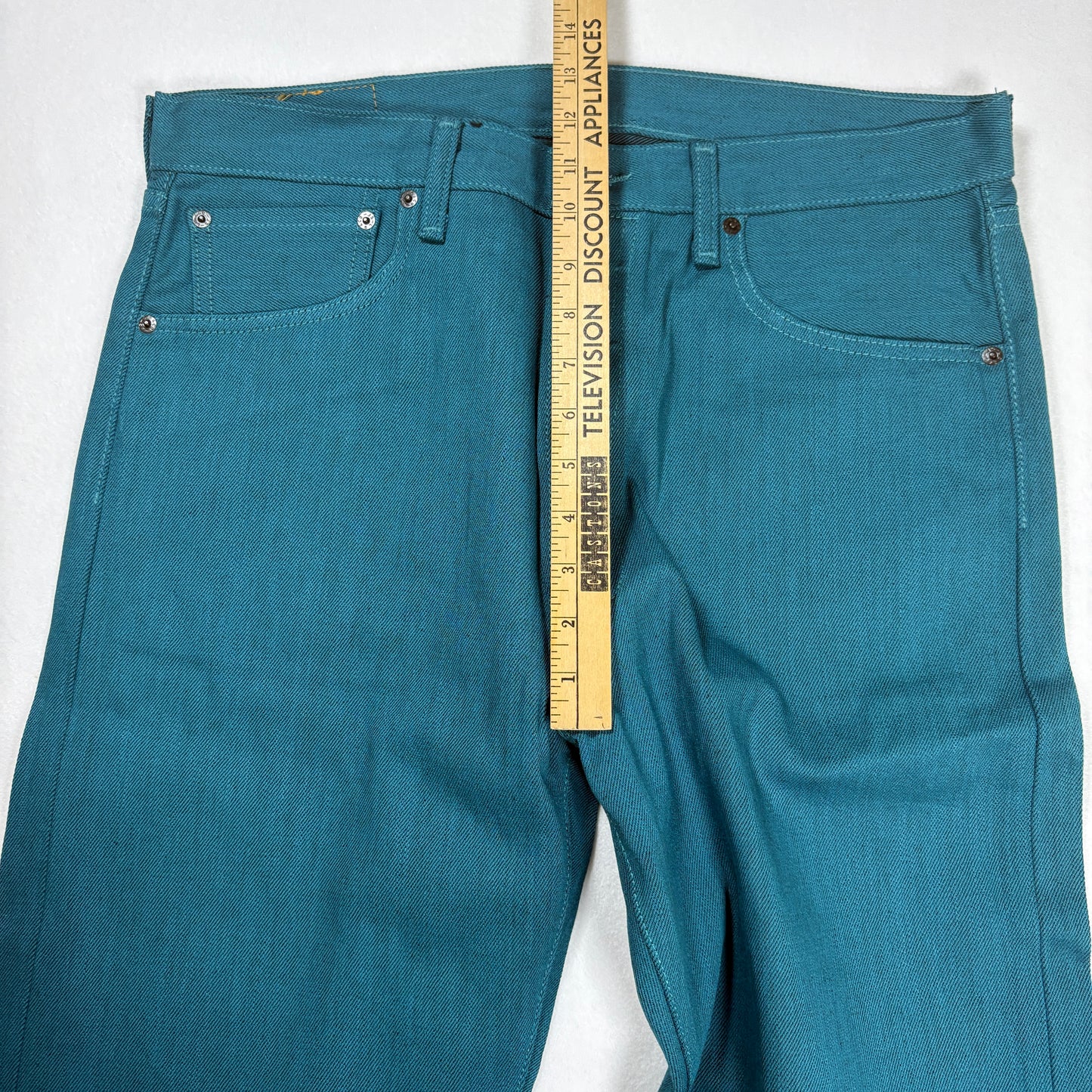 Levi’s 501 XX Men’s Jeans W34 L32 Teal Blue Straight Leg Button Fly Denim