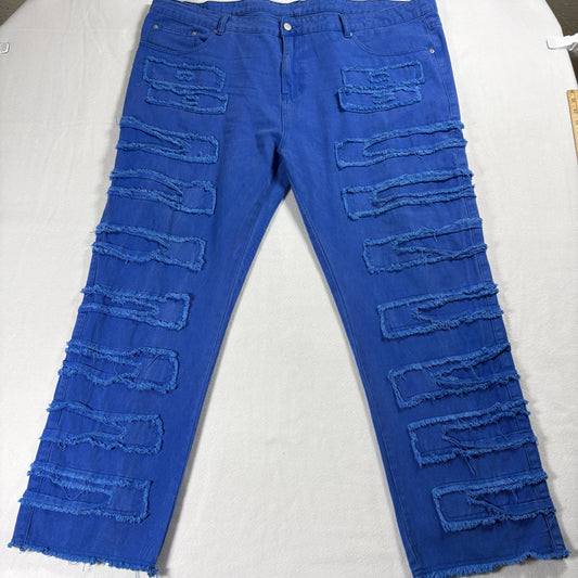 Blue Distressed Jeans Womens 4XL High Rise Grunge Streetwear Y2K Baggy Den Retro