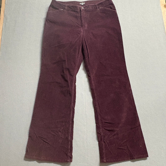 J Jill Corduroy Pants Womens Medium Fits Like 35x31 12 Burgundy Wide Leg Stretch